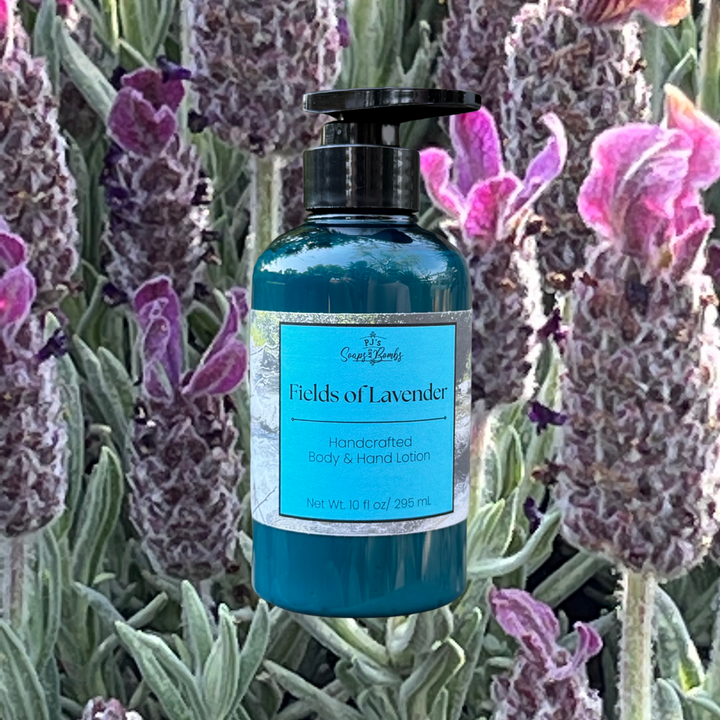 PJ's Fields of Lavender Handcrafted Luxury Body Lotion – Non-Greasy, Moisturizing, Cruelty-Free Skincare, 10 ounces