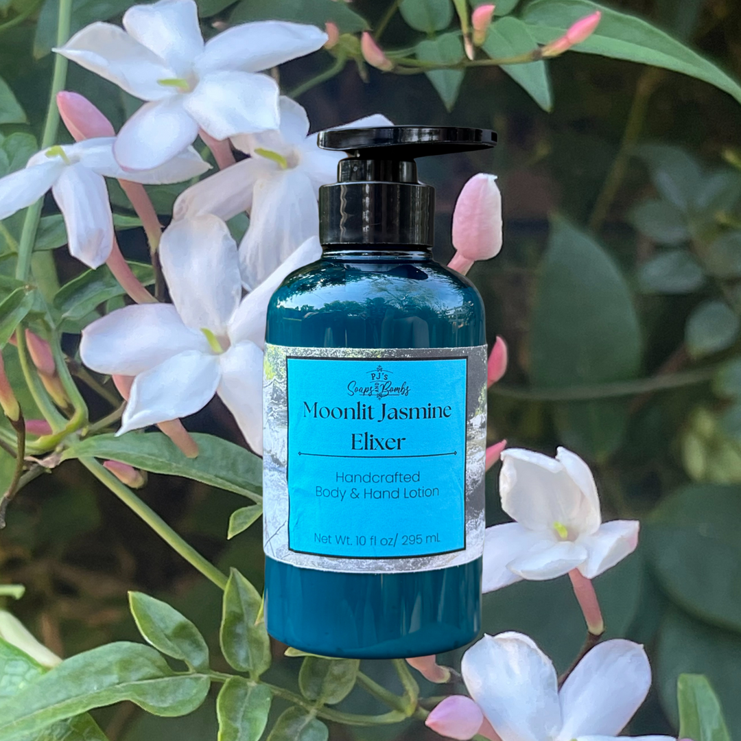 PJ's Moonlit Jasmine Elixer Handcrafted Luxury Body Lotion – Non-Greasy, Moisturizing, Cruelty-Free Skincare, 10 ounces
