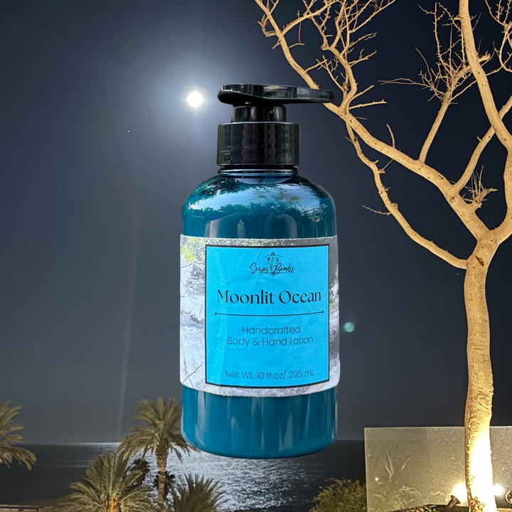 PJ's Moonlit Ocean Handcrafted Luxury Body Lotion – Non-Greasy, Moisturizing, Cruelty-Free Skincare, 10 ounces