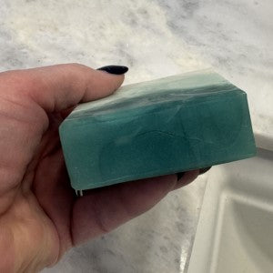 Bottom Texture of White Birch Soap being held