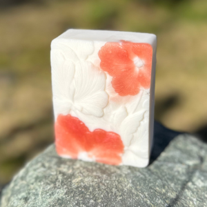 Moonlit Jasmine Elixir Soap - Front view of artisan bar with floral design.