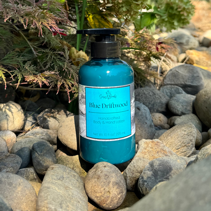 PJ’s Blue Driftwood Handcrafted Luxury Body Lotion – Non-Greasy, Moisturizing, Cruelty-Free Skincare, 10 ounces