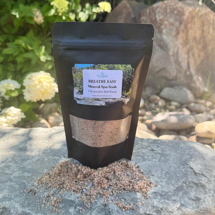 BREATHE EASY Mineral Bath Soak, Refreshing & Tension-Relieving Soak with Eucalyptus, Spearmint & Rosemary 8 oz