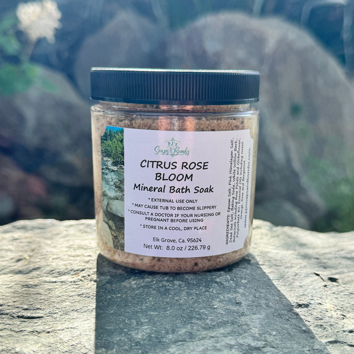 CITRUS ROSE BLOOM Mineral Bath Soak, Bright & Uplifting Citrus and Floral Soak for a Radiant Spa Escape 8 oz