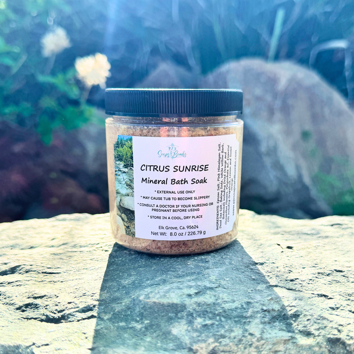 CITRUS SUNRISE Mineral Bath Soak, Bright & Uplifting Soak for a Radiant Spa Escape 8 oz