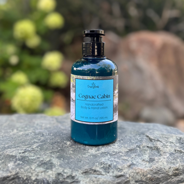 Cognac Cabin Handcrafted Body & Hand Lotion – Moisturizing, Non-Greasy, with Hyaluronic Acid, 10 oz