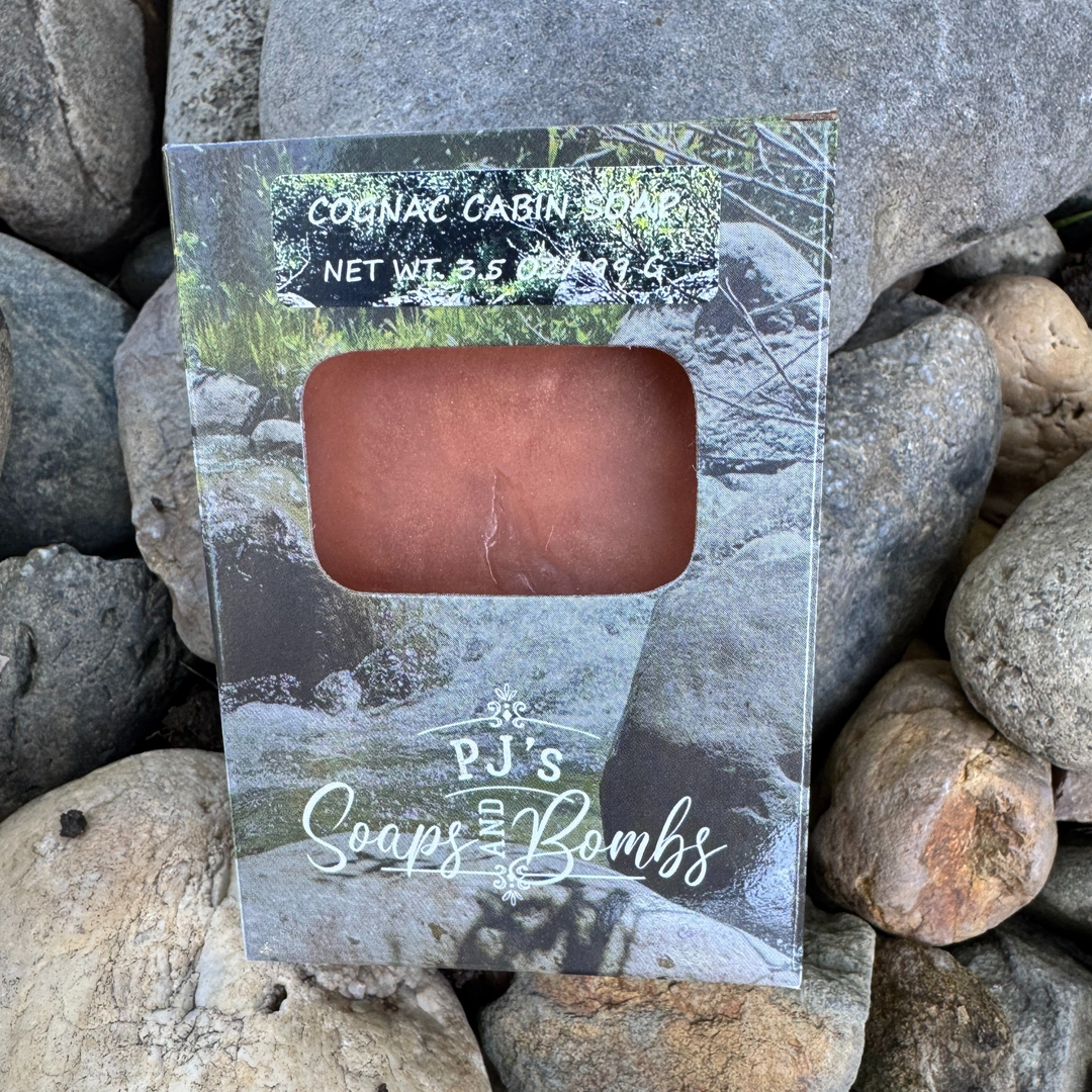Cognac Cabin Soap, Fall Design, Aloe Vera, Olive Oil and Argan Soap
