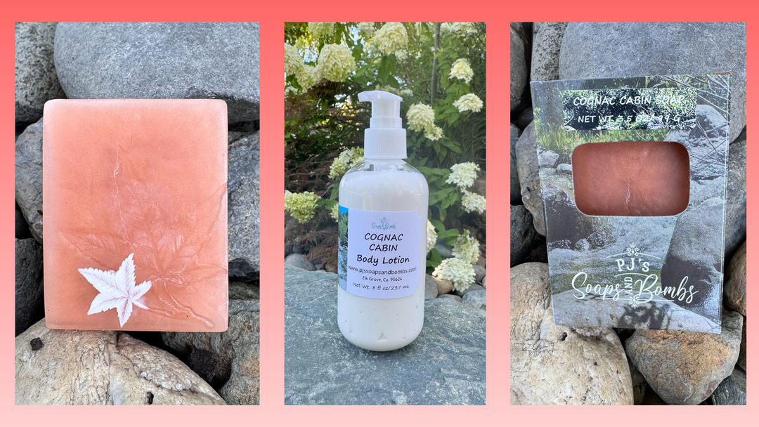 Cognac Cabin Soap, Fall Design, Aloe Vera, Olive Oil and Argan Soap