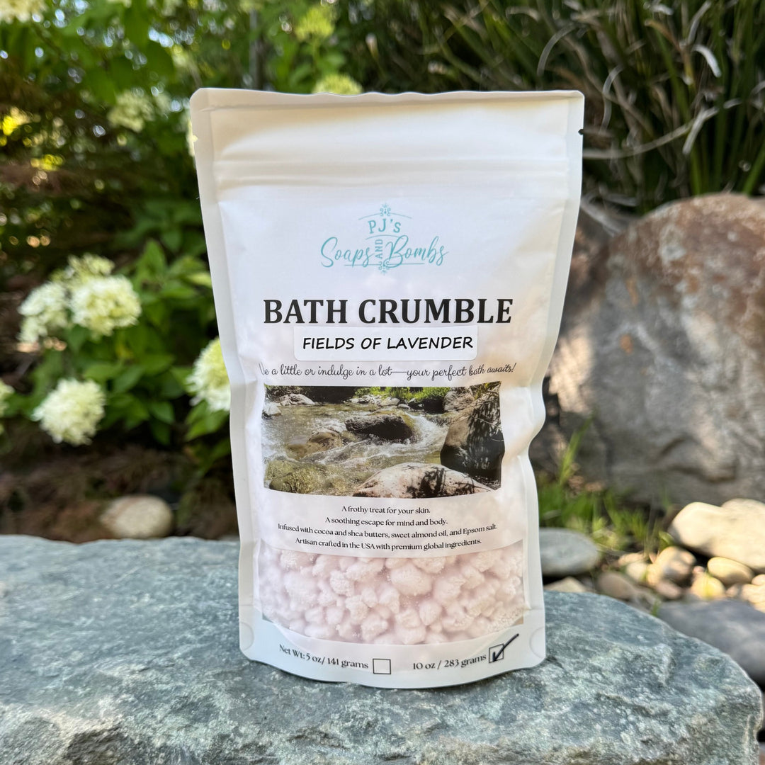 Fields of Lavender Bath Crumble, Bath Time Indulgence, Relaxing  Soak, Skin Moisturizing, Bath Fizzies, Paraben-Free, Phthalate-free, Cruelty Free, Deconstructed Bath Bomb