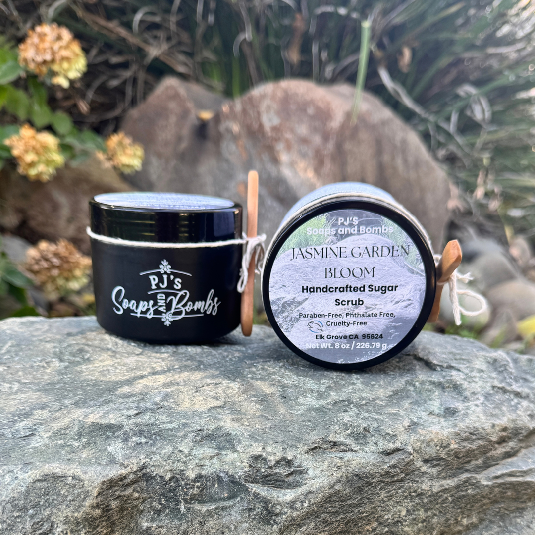 JASMINE GARDEN BLOOM Sugar Scrub - Jasmine Flower Scented Body Polish 8 oz