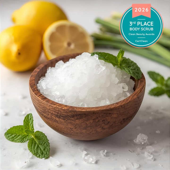 LEMONGRASS and MINT Exfoliating Sugar Scrub  – Clean Bright Scent, Natural Body Polish (8 oz)