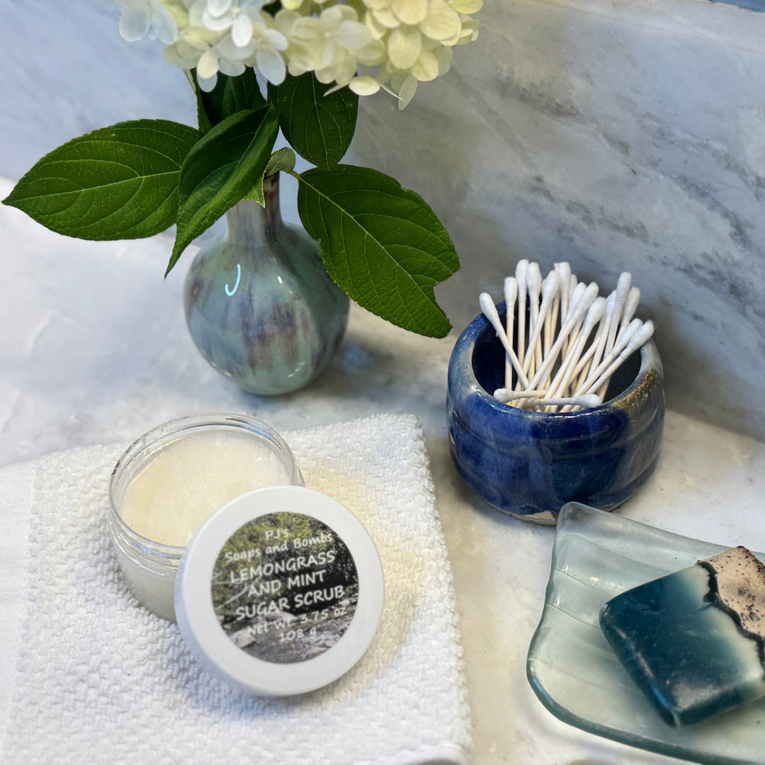 Lemongrass and Mint Sugar Scrub, Moisturizing Scrub, Eco-Friendly Skincare