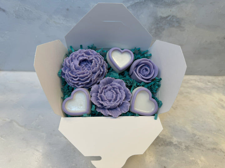 Lilac Flowers And Hearts Soap Set, Hand Soap, Goats Milk And Castile