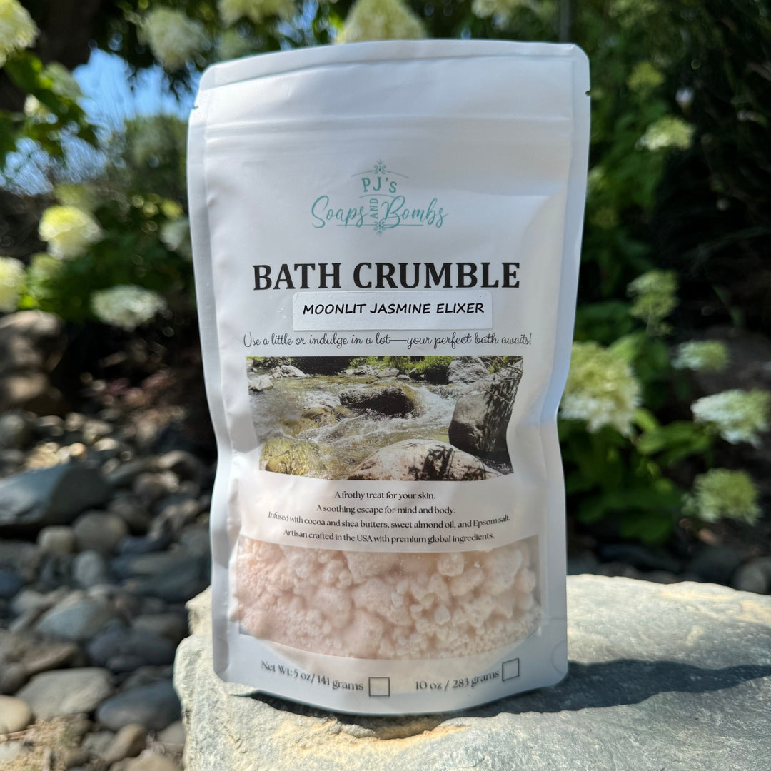 Moonlit Jasmine Elixer Bath Crumble, Relaxing and Moisturizing Bath Soak,  Paraben-Free, Phthalate-free, Cruelty Free, Deconstructed Bath Bomb