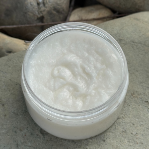Close up of Sugar Scrub in container showing texture