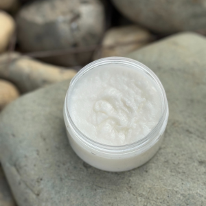 Sugar Scrub in a jar showing texture
