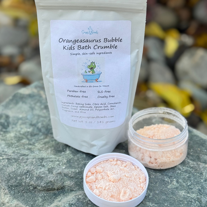 RAINBOW BUBBLES Kids Bath Crumble – Sweet Bubble Gum Scent, Simple, Skin-Safe Ingredients 5 oz