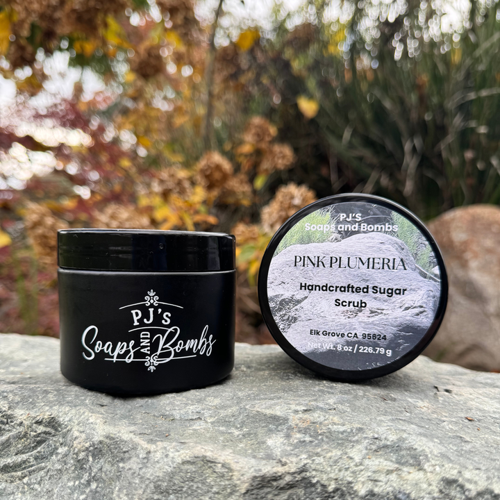 Pink Plumeria Exfoliating Sugar Scrub 8 oz – Natural Body Polish, Clean Ingredients