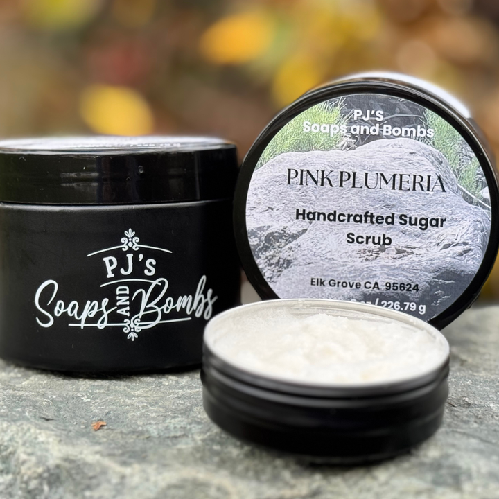 Pink Plumeria Exfoliating Sugar Scrub 8 oz – Natural Body Polish, Clean Ingredients