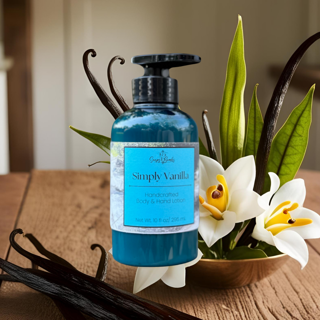 PJ's Simply Vanilla Handcrafted Luxury Body Lotion – Non-Greasy, Moisturizing, Cruelty-Free Skincare, 10 ounces