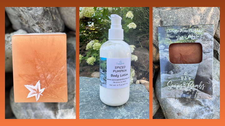 Spiced Pumpkin Soap, Fall Design, Aloe Vera, Olive Oil and Argan Soap