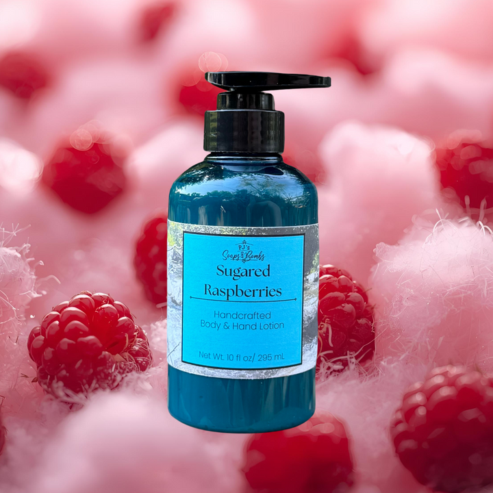 PJ's Sugared Raspberries Handcrafted Luxury Body Lotion – Non-Greasy, Moisturizing, Cruelty-Free Skincare, 10 ounces