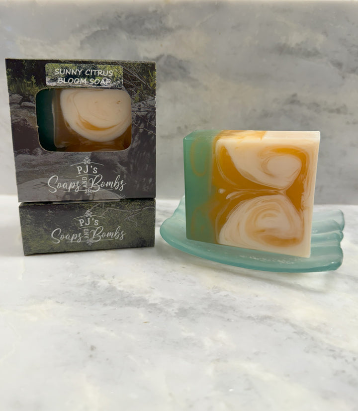 Sunny Citrus Bloom Soap, Uplifting Citrus Scent, Aloe Vera, Olive and Moroccan Argan Oils