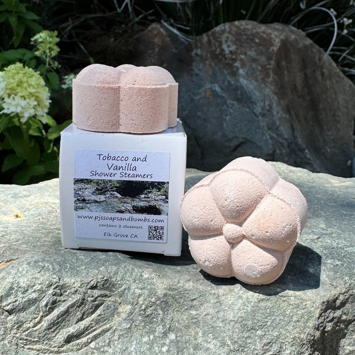 Tobacco and Vanilla Artisan Crafted Shower Steamers, Shower Aromatherapy, Fragranced Shower Bombs