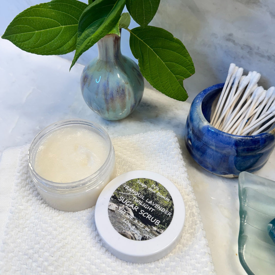 Tranquil Lavender Twilight Sugar Scrub, Relaxing Spa Scrub, Artisan Skincare, Lavender and Patchouli Scent, Exfoliating Scrub