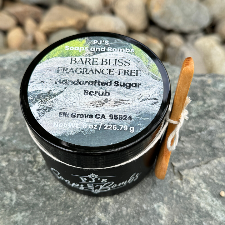 BARE BLISS FRAGRANCE-FREE Exfoliating Sugar Scrub – Sensitive Skin Friendly Body Polish 8 oz