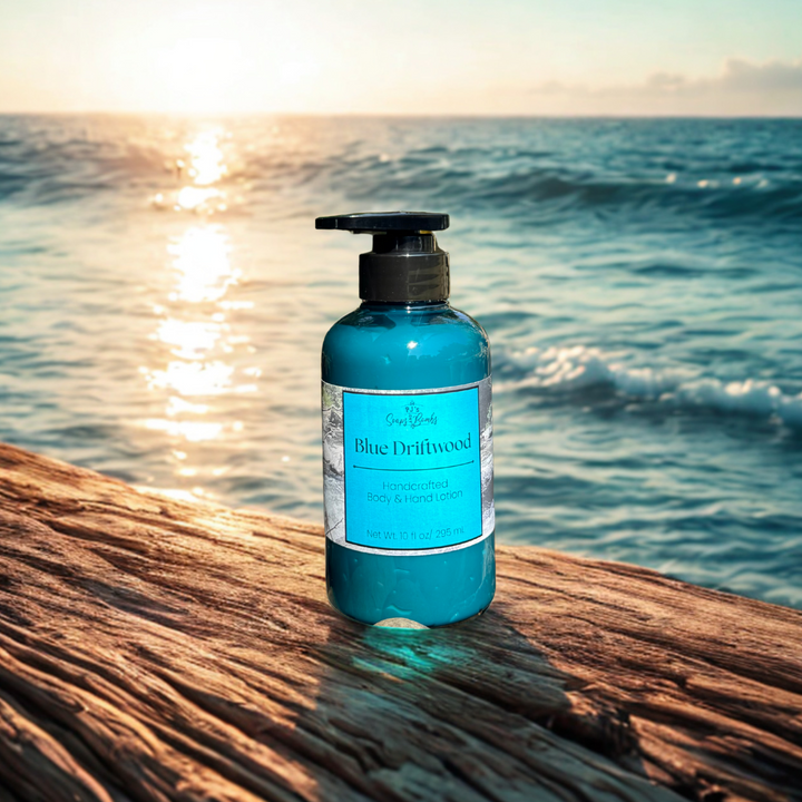 PJ’s Blue Driftwood Handcrafted Luxury Body Lotion – Non-Greasy, Moisturizing, Cruelty-Free Skincare, 10 ounces
