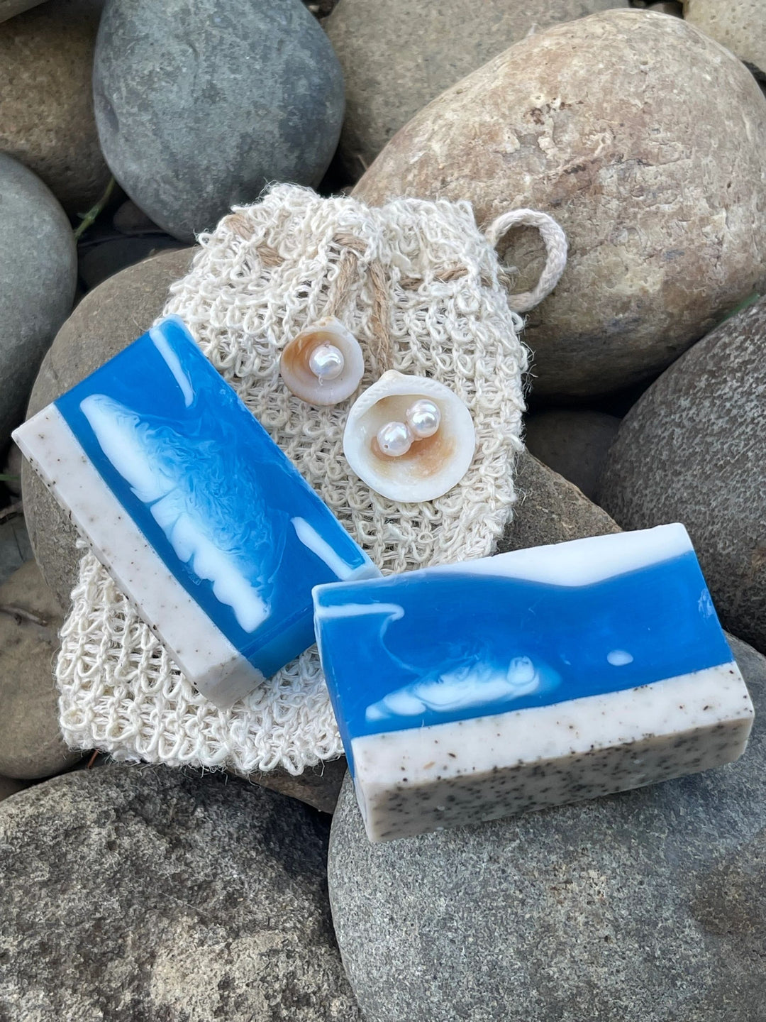 Ocean Shores Gift Soaps with Sisal and Sea Shell adorned Bag