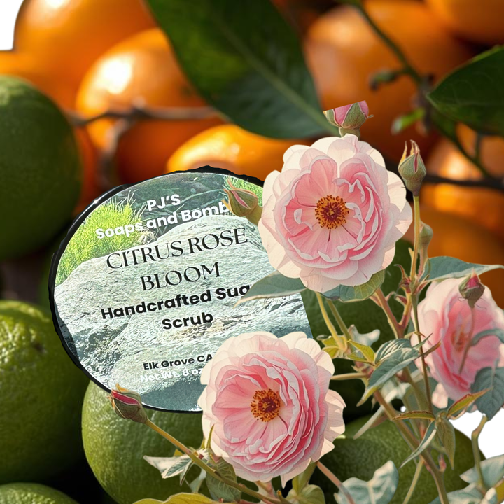 CITRUS ROSE BLOOM Sugar Scrub – Bright Citrus & Soft Floral Glow, Exfoliating Body Polish 8 oz