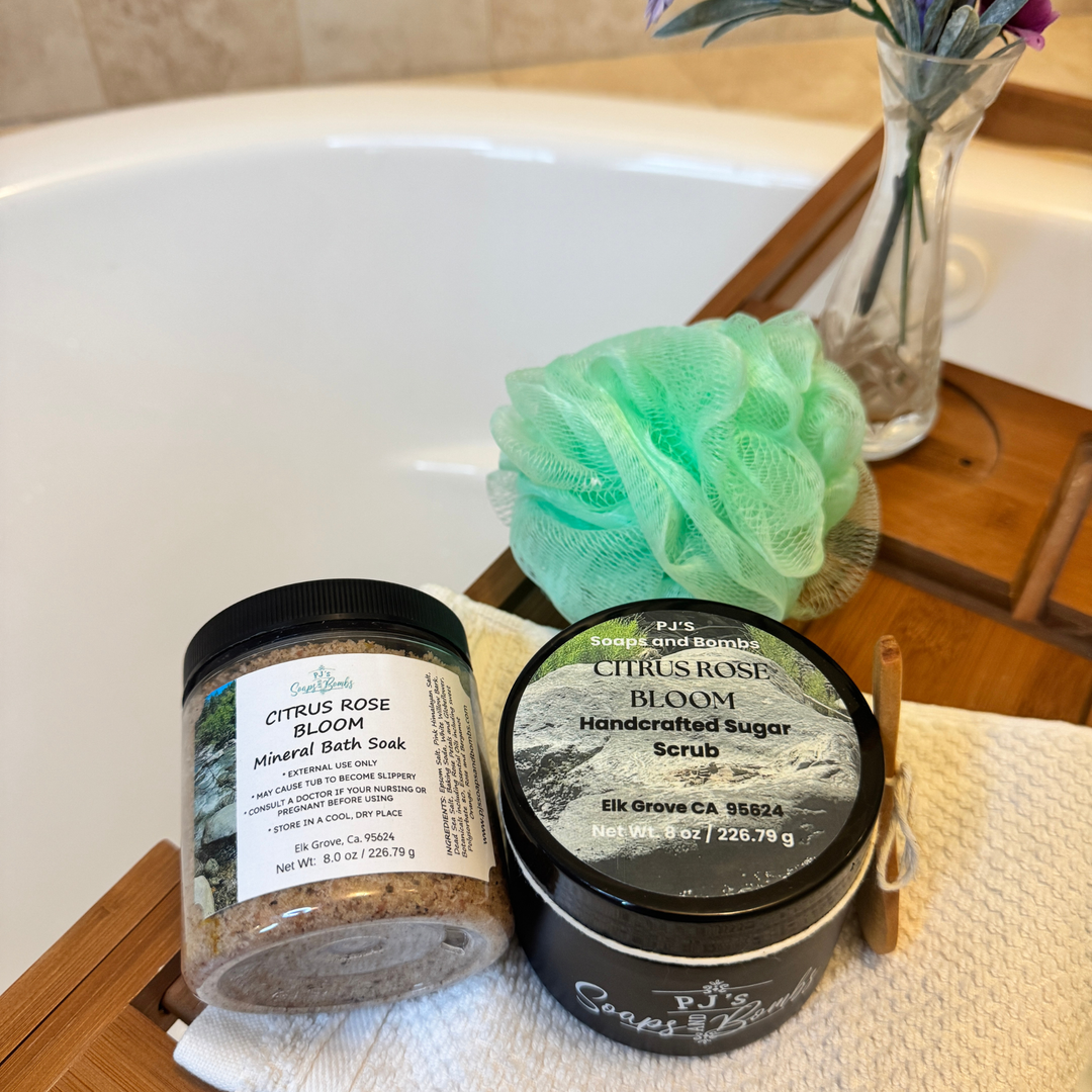 CITRUS ROSE BLOOM Sugar Scrub – Bright Citrus & Soft Floral Glow, Exfoliating Body Polish 8 oz