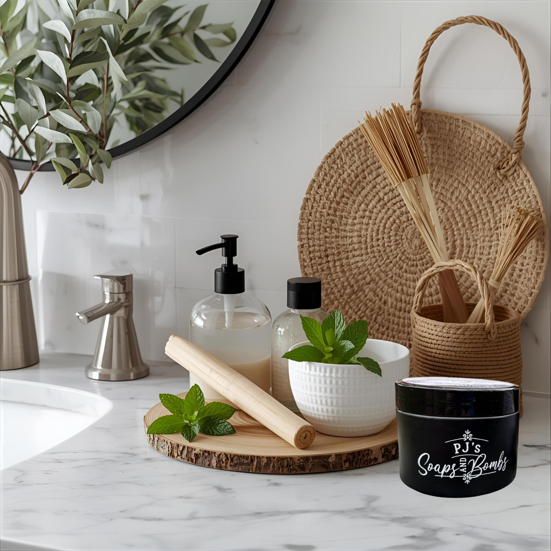 Lemongrass and Mint Exfoliating Sugar Scrub 8 oz – Natural Body Polish, Clean Ingredients