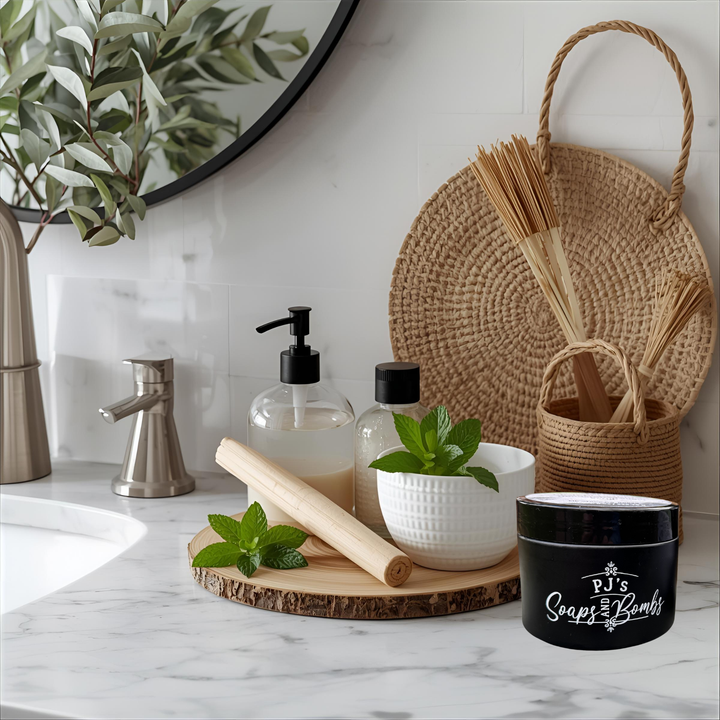 Lemongrass and Mint Exfoliating Sugar Scrub 8 oz – Natural Body Polish, Clean Ingredients