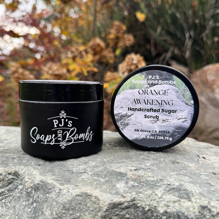 Orange Awakening Natural Sugar Scrub 8 oz – Refreshing Hydrating Body Exfoliant, Clean and Simple Ingredients