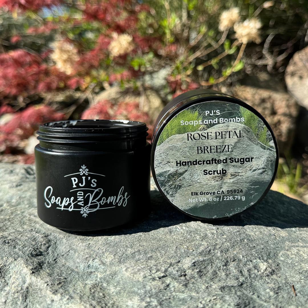 ROSE PETAL BREEZE Sugar Scrub – Fresh Floral & Mint Infusion, Exfoliating Body Polish (8 oz)