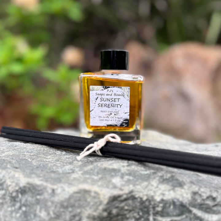 SUNSET SERENITY Reed Diffusers – Calming Citrus & Floral Home Fragrance, 4.7 oz