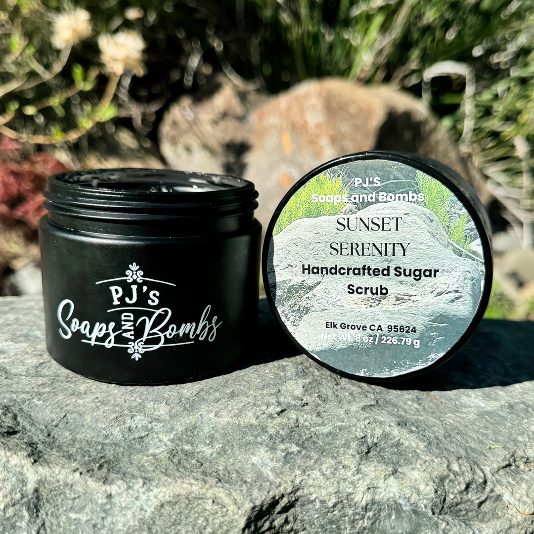 SUNSET SERENITY Sugar Scrub, Calming Citrus & Floral Glow Exfoliating Body Polish 8 oz